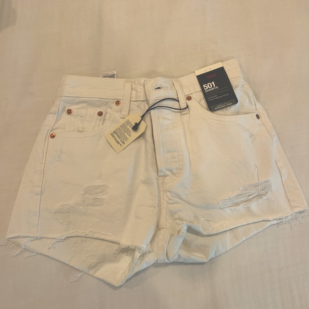 White Levi’s 501 High-Rise Jean Shorts